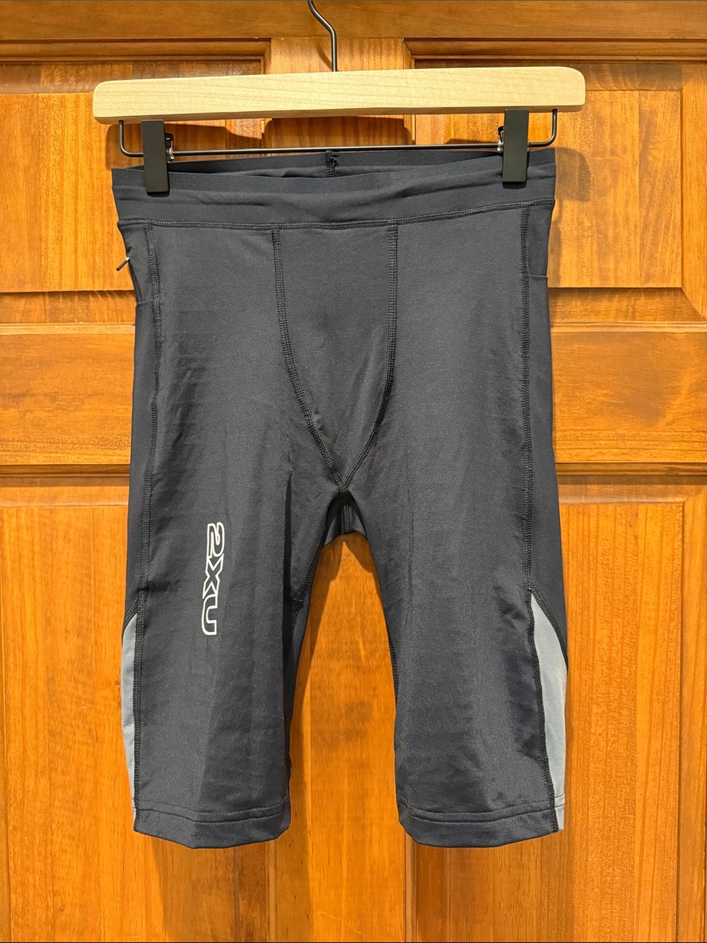 2XU Black Athletic Compression Shorts with Gray Accents